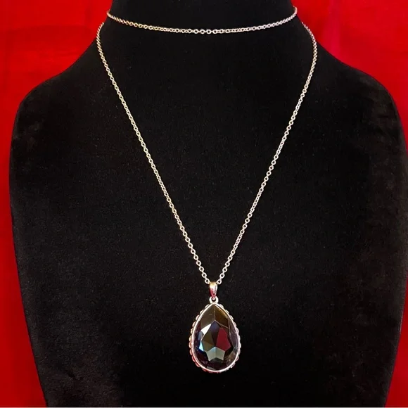 Touchstone Crystal by Swarovski Montana Drop Necklace - Picture 2 of 5